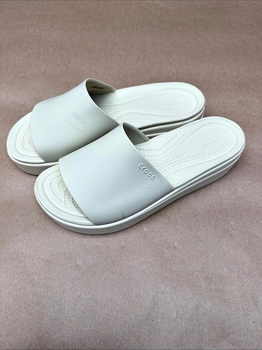 Crocs LiteRide Platform Slide Cream Women's 8